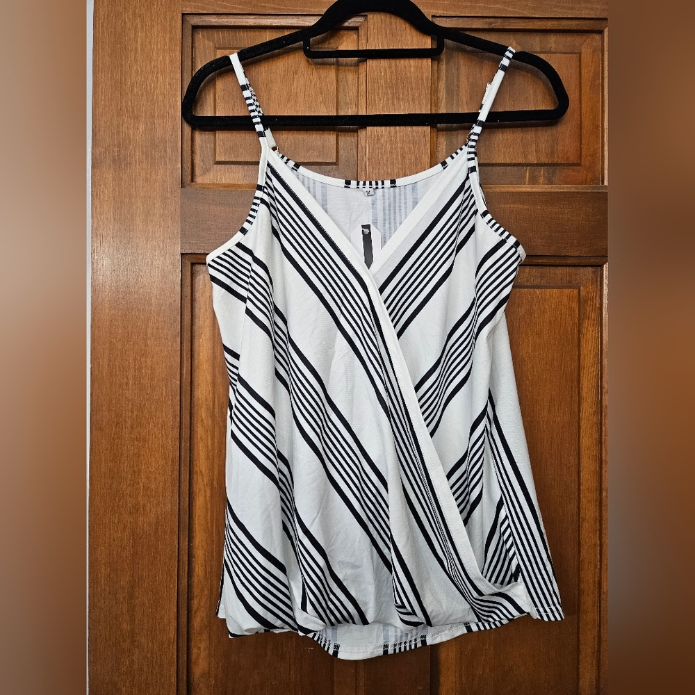 Striped Wrap Black and White Women's Top